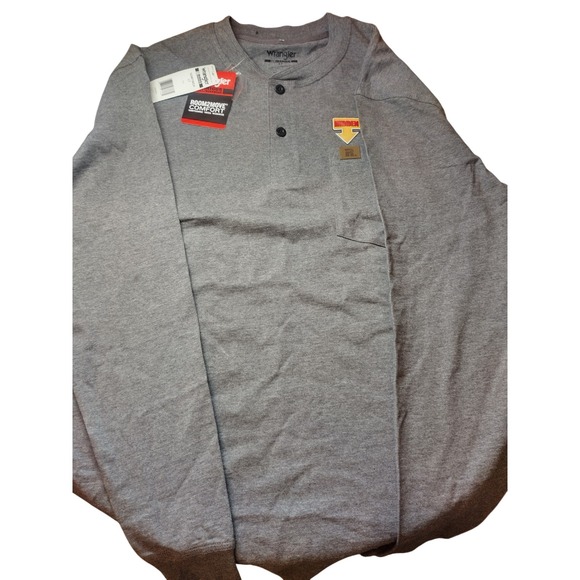 Wrangler Other - Wrangler Riggs Workwear Mens Gray Henley Long Sleeve Shirt 103W750CH LT Tall